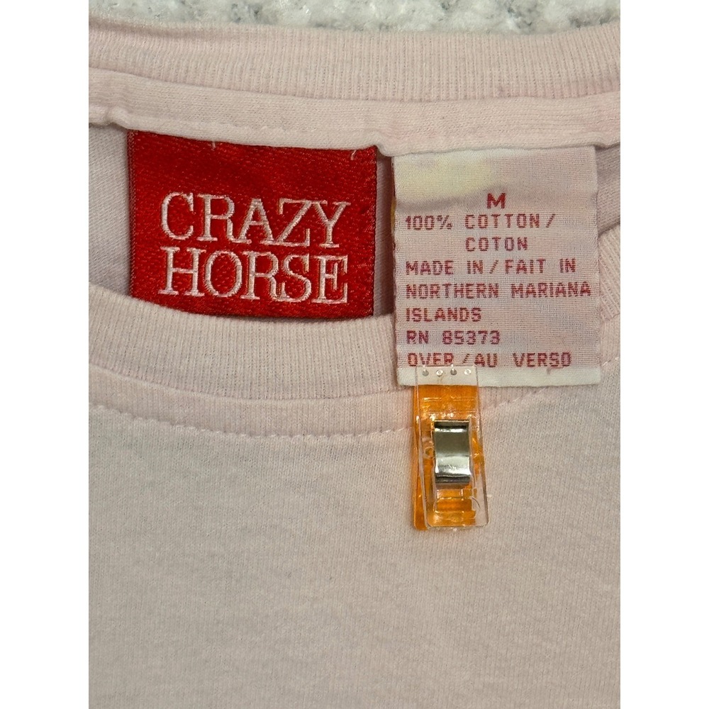 Crazy Horse Womens T Shirt Pink Horse Logo Pocket Cotton Casual Top - Picture 3 of 4